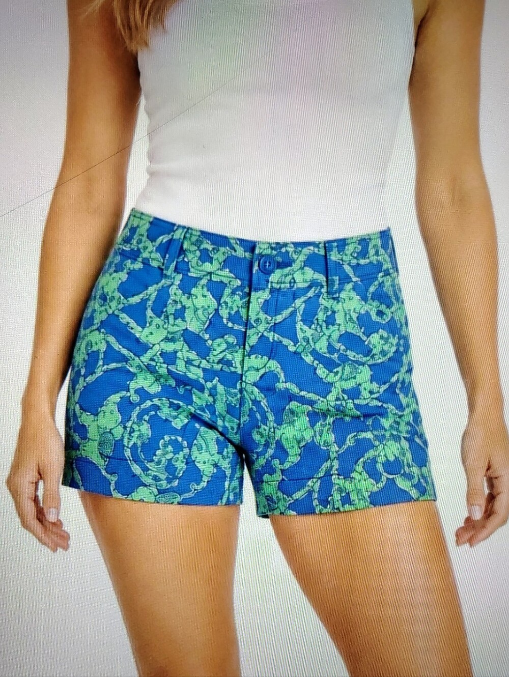 Lilly Pulitzer Loopy Elephant Vibrant Blue & Green Cotton Callahan Shorts Size 4